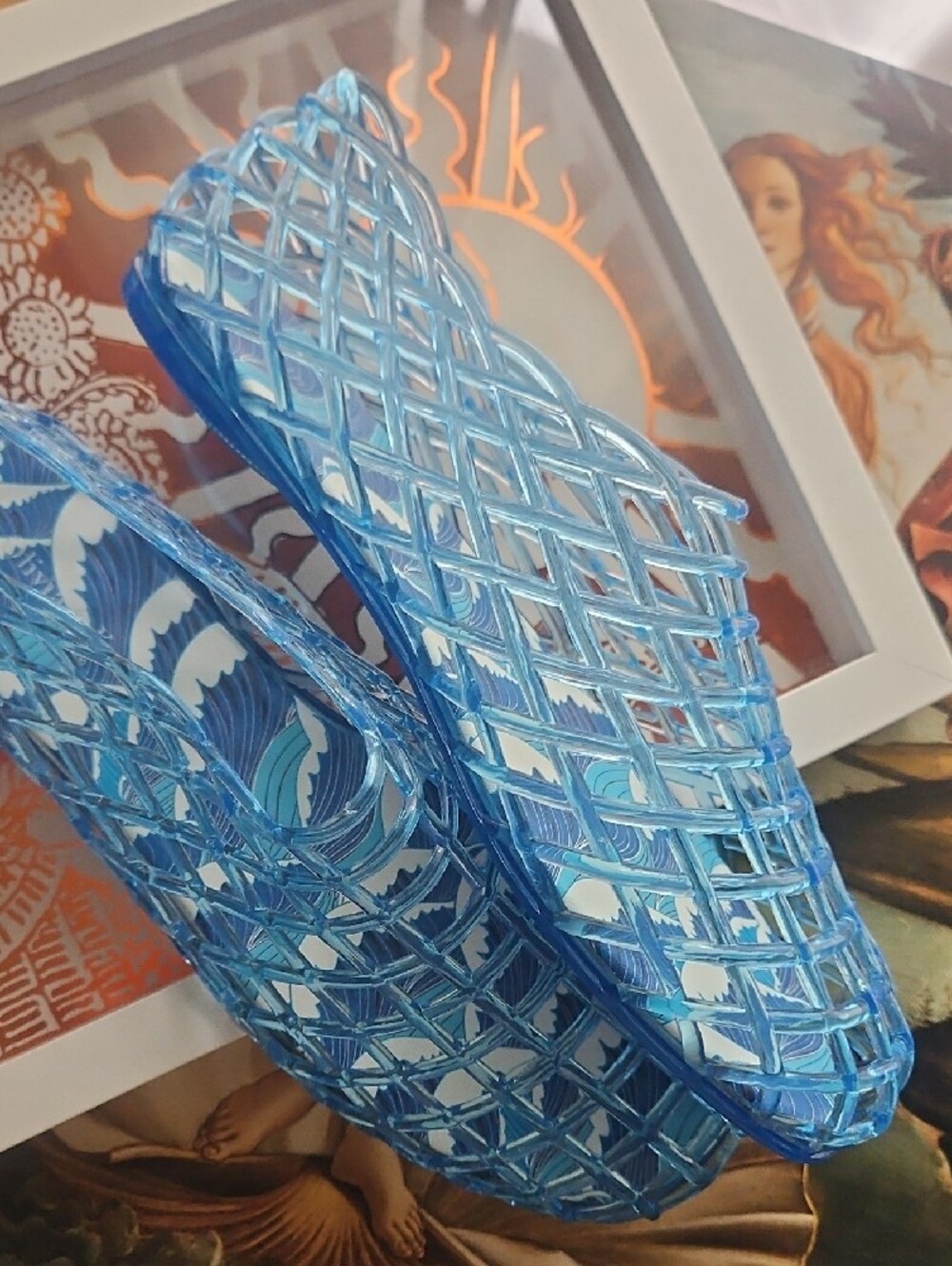 Olivia & Kate Blue Woven Jelly Mules - Women's Slip-On Clogs - Picture 10 of 10